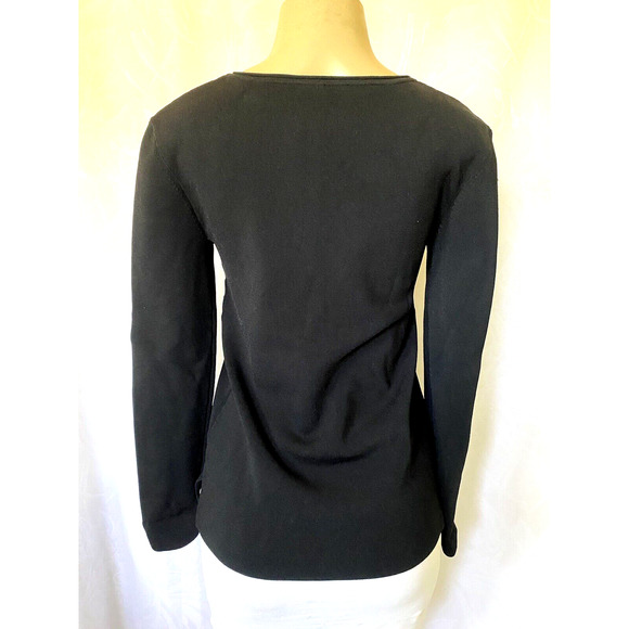 MM Lafleur Black Malin Top Jardigan Knit Sweater Long Sleeve Button Shou… - Picture 4 of 9